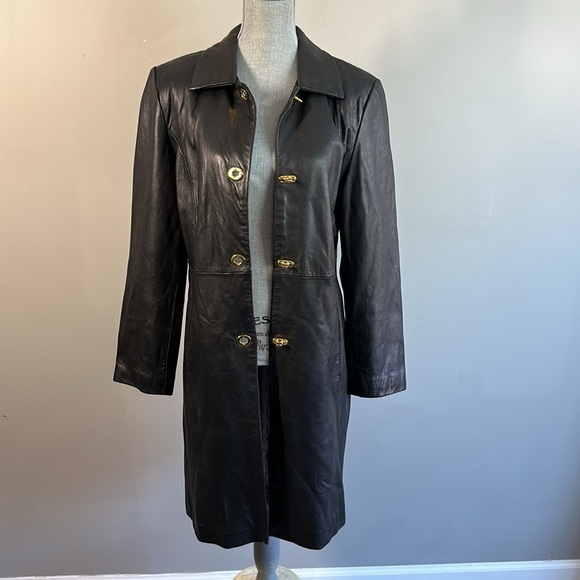 J. Percy Buttery Soft Black Leather Long Coat Size S - Picture 2 of 15